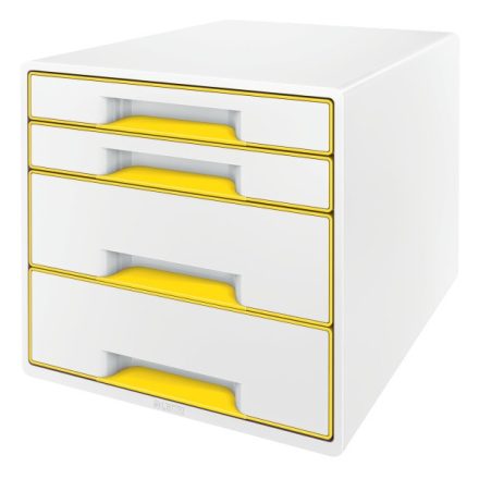Irattartó LEITZ Wow Cube 4 fiókos fehér/sárga