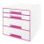 Irattartó LEITZ Wow Cube 4 fiókos fehér/rózsaszín