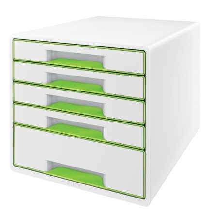 Irattartó LEITZ Wow Cube 5 fiókos fehér/zöld