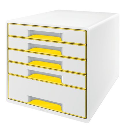 Irattartó LEITZ Wow Cube 5 fiókos fehér/sárga