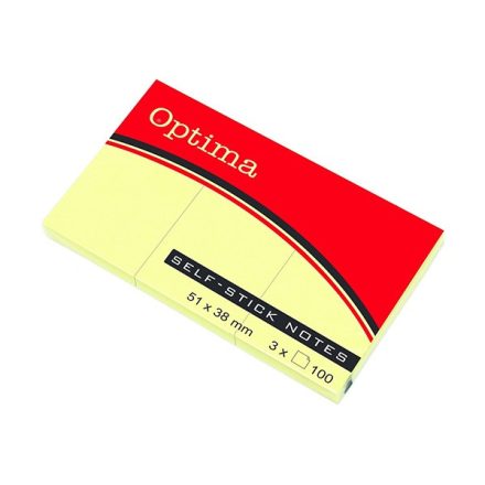 Öntapadós jegyzet OPTIMA 38x51mm sárga 100 lap