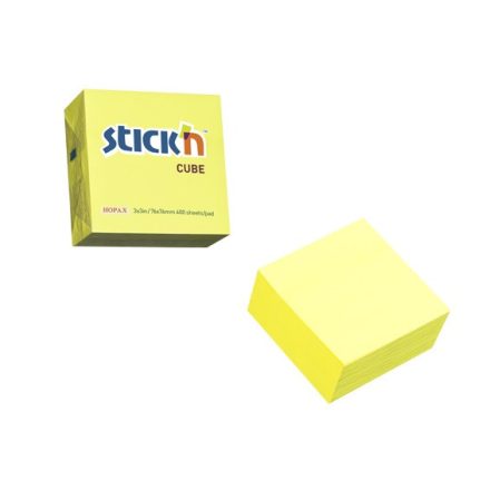 Öntapadó jegyzettömb STICK'N 76x76mm neon sárga 400 lap