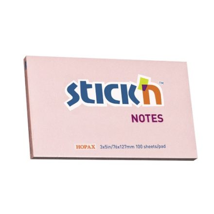 Öntapadó jegyzettömb STICK'N 76x127mm pasztel pink 100 lap