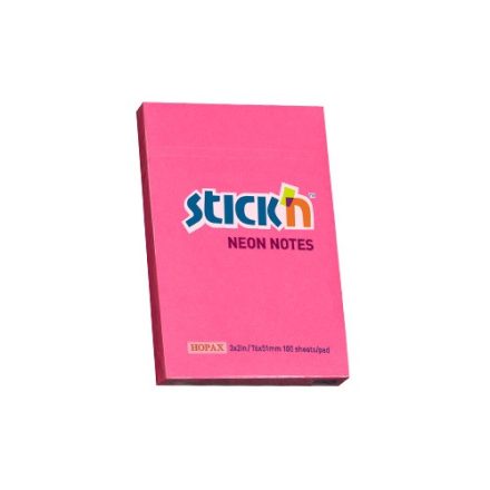 Öntapadó jegyzettömb STICK'N 76x51mm neon pink 100 lap
