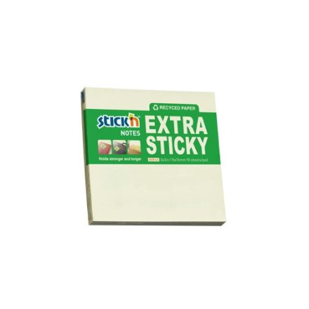 Öntapadó jegyzettömb STICK'N extra erős 76x76mm újrahasznosított pasztel sárga 90 lap