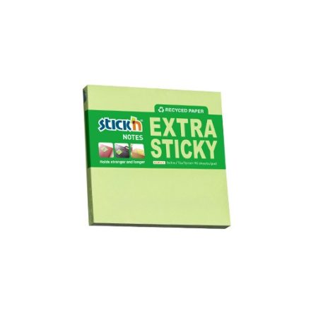 Öntapadó jegyzettömb STICK'N extra erős 76x76mm újrahasznosított pasztel zöld 90 lap