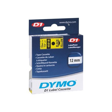 Feliratozóg szalag DYMO D1 45018 12mmx7m sárgán fekete