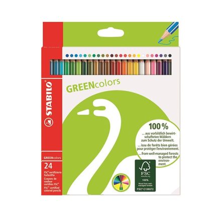 Színes ceruza STABILO Greencolors hatszögletű környezetbarát 24 db/készlet