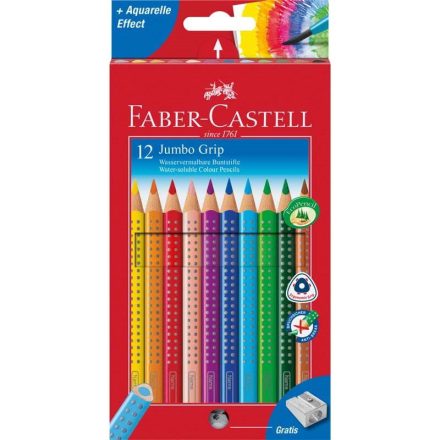 Színes ceruza FABER-CASTELL Jumbo Grip háromszögletű 12 db/készlet+hegyező