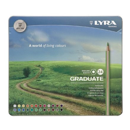 Színes ceruza LYRA Graduate hatszögletű fémdobozos 24 db/készlet