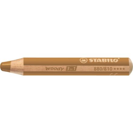 Színes ceruza STABILO Woody 3in1 hengeres vastag arany