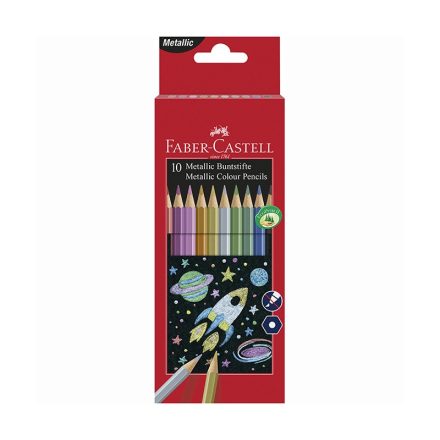 Színes ceruza FABER-CASTELL Hexagonal hatszögletű 10 db/készlet metál színek