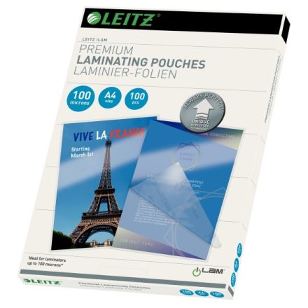 Lamináló fólia LEITZ A/4 100 mikron 100ív/csomag fényes