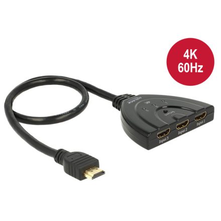 DeLock HDMI UHD Switch 3x HDMI in > 1x HDMI out 4K with integrated cable 50 cm