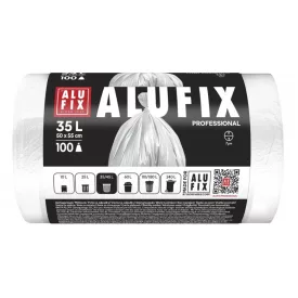 Szemeteszsák ALUFIX 35L fehér HDPE 50x55 cm 100 darabos