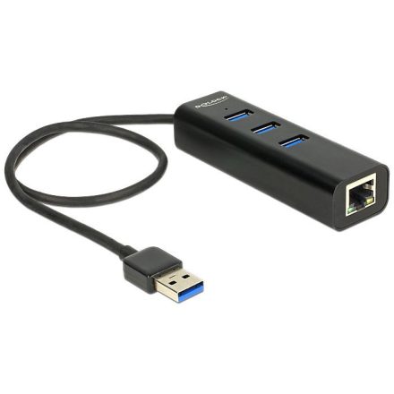 DeLock USB 3.0 Hub 3 Port + 1 Port Gigabit LAN 10/100/1000 Mbps