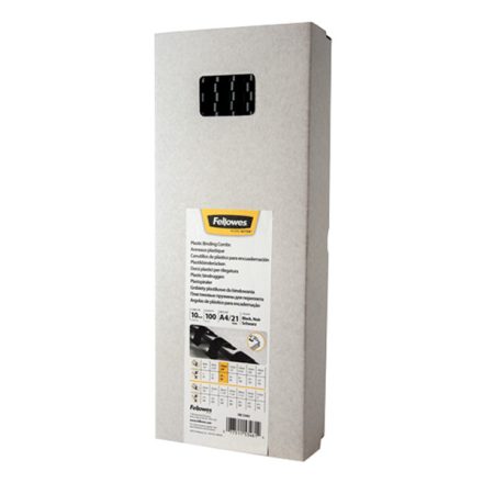 Iratspirál műanyag FELLOWES 10mm fekete műanyag spirál 41-55 lap 100 darabos