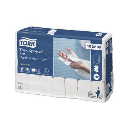 Kéztörlő TORK Xpress Soft Multifold Premium H2 hajtogatású 2 rétegű fehér