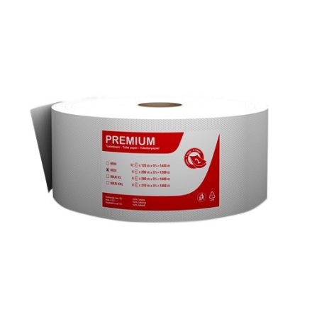 Toalettpapír FORTUNA Premium Jumbo midi tekercses 2 rétegű 23cm 200m hófehér 6/csom