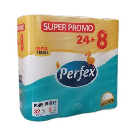 Toalettpapír PERFEX 3 rétegű 24+8 tekercses