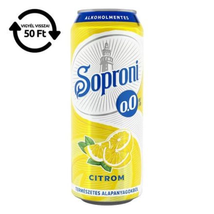 Alkoholmentes sör SOPRONI citrom 0,0% 500 ml DRS