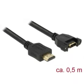   DeLock HDMI-A male > HDMI-A female panel-mount 4K 30 Hz 0.5m Cable