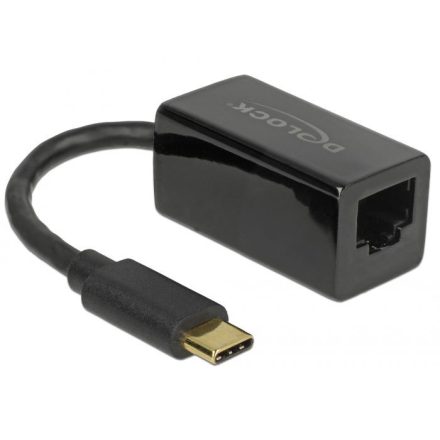 DeLock SuperSpeed USB (USB 3.1 Gen 1) with USB Type-C? male > Gigabit LAN 10/100/1000 Mbps compact Black Adapter