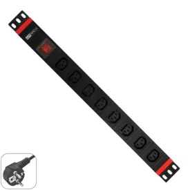   WP Multiple Socket for rack 19", 8*IEC C13 sockets with switch, Schuko Plug 16A, 1U