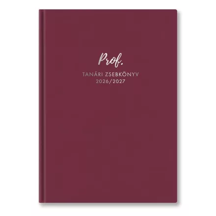 Tanári zsebkönyv TOPTIMER Prof PU műbőrborító A/5 heti 150x210 mm Málna 2026-2027