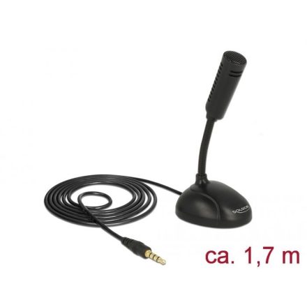 DeLock Condenser Microphone Omni-Directional for Smartphone / Tablet with gooseneck 3.5 mm 4 pin stereo jack male + 3.5 mm stereo jack female