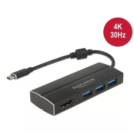   DeLock USB 3.1 Gen 1 Adapter USB Type-C to 3xUSB 3.0 Type-A Hub + 1x HDMI (DP Alt Mode) 4K 30 Hz