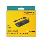 DeLock USB 3.1 Gen 1 Adapter USB Type-C to 3xUSB 3.0 Type-A Hub + 1x HDMI (DP Alt Mode) 4K 30 Hz