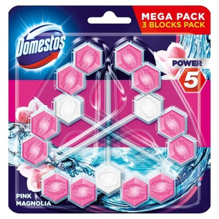 Toalett öblítő DOMESTOS Power5 Pink Magnolia Mega Pack 3x55 g
