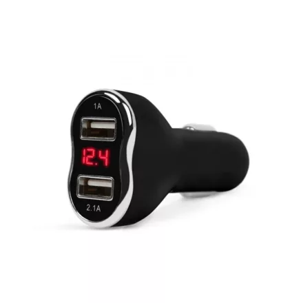 M.N.C Car Charger + Voltage meter Black