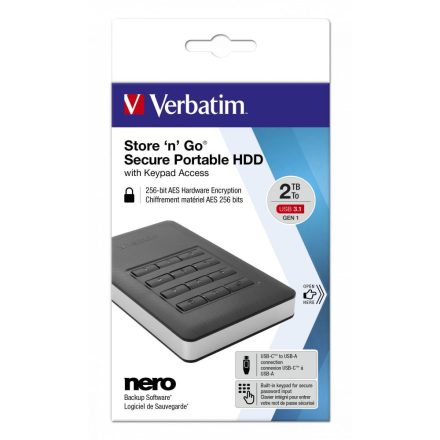 Verbatim 2TB 2,5" USB3.1 Store "n" Go Secure Portable HDD Black