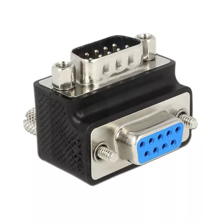 DeLock D-Sub 9 pin male > female 90° angled Nut and Screw changeable Adapter