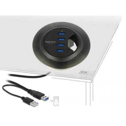 DeLock In-Desk Hub 4 Port USB 3.0