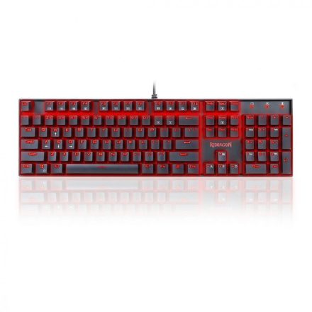 Redragon Mitra Red Backlit Mechanical Keyboard Blue Switches Black HU