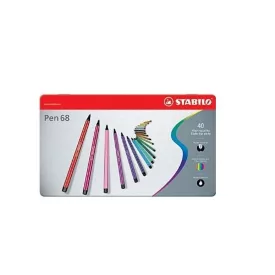 Filctoll STABILO Pen 68 40 darabos készlet fém dobozban