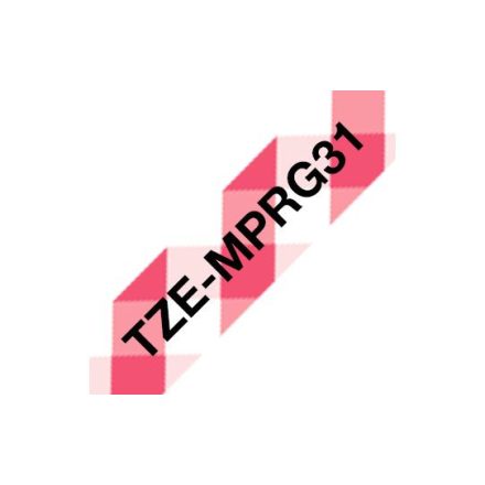 Brother TZe-MPRG31 laminált P-touch szalag (12mm) Black on Red Checkered - 4m