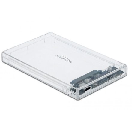 DeLock External Enclosure for 2,5" SATA HDD / SSD with USB Type-C female transparent tool free