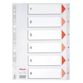 Regiszter ESSELTE A/4 műanyag 1-6 szürke