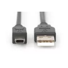 Assmann USB 2.0 connection cable, type  A - mini B (5pin) 1,8m Black