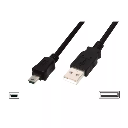 Assmann USB 2.0 connection cable, type  A - mini B (5pin) 1m Black