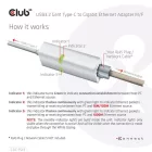Club3D USB3.2 Gen1 Type-C to Gigabit Ethernet Adapter White