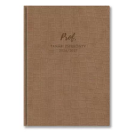 Tanári zsebkönyv TOPTIMER Prof PVC műbőrborító A/5 heti 145x205 mm Bézs 2026-2027
