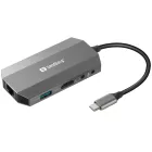 Sandberg USB-C 6 in1 Travel Dock Gray