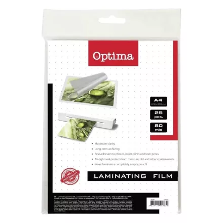 Lamináló fólia OPTIMA A/4 80 mikron fényes 25/csom
