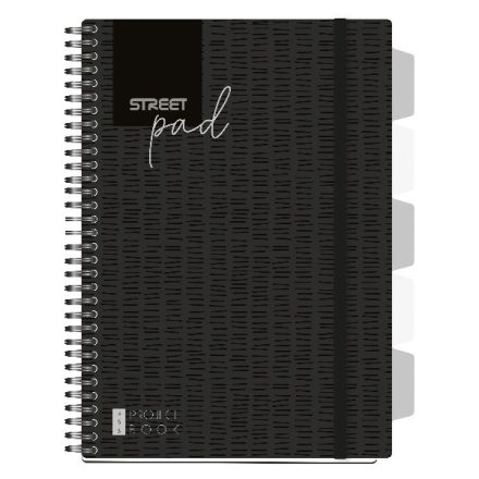 Spirálfüzet vonalas STREET Pad A/4 100 lapos regiszteres fekete