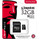 Kingston 32GB microSDHC Class 10 CL10 U3 V30 A1 Industrial + adapterrel